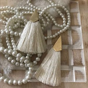 ••3 for $35•• Boho Chic Tassel Earrings Off White
